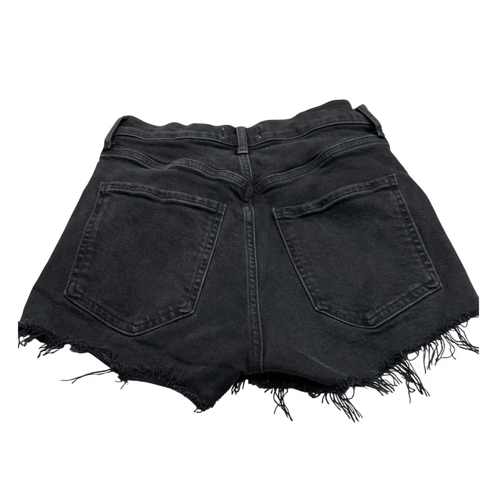 Agolde Black High-Rise Frayed Hem Jean Shorts